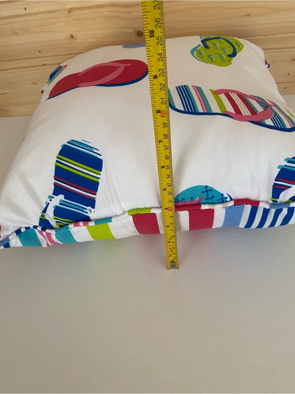 Colorful Flip Flop Throw Pillow Striped Back Coastal Beach Decor Accent Pillow - Picture 5 of 8
